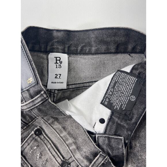 R13 Shredded Slouch Distress Gray Black Denim Jean Shorts Women 27 Indie Sleaze - Picture 5 of 9